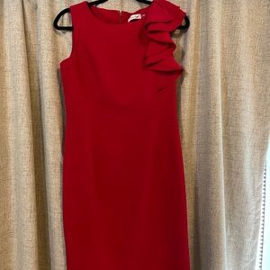 Beautiful, sleeveless, one shoulder ruffle dress